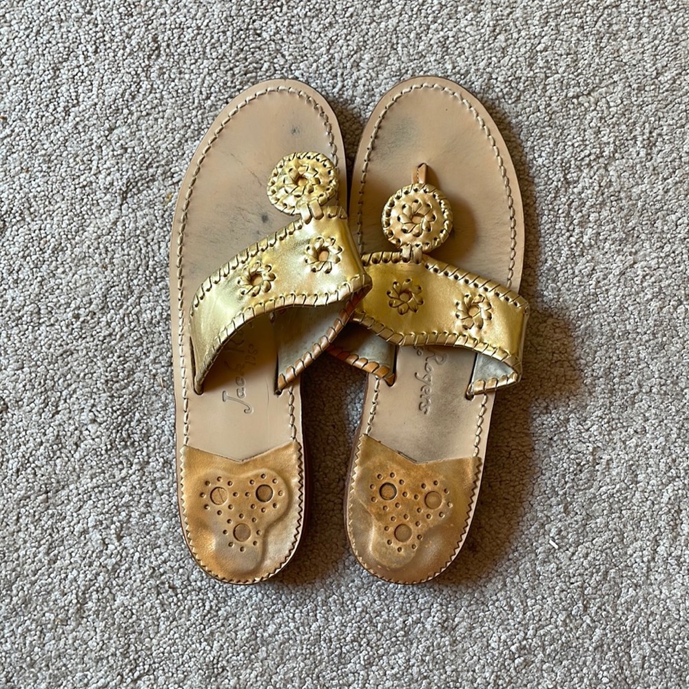 Jack Rogers Gold and Tan Sandals